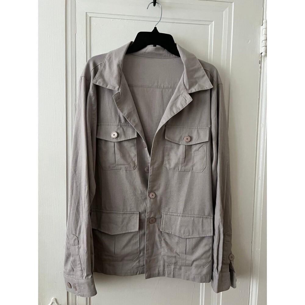 Men’s cotton grey long sleeve shirt with pockets size XL